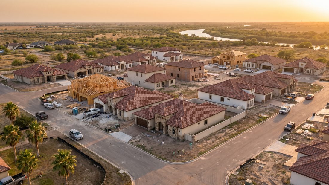 New homes under construction in a Rio Grande Valley subdivision