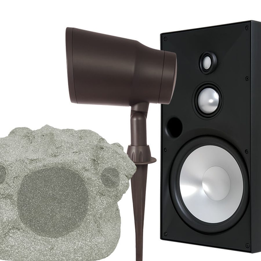 Outdoor speaker in a garden