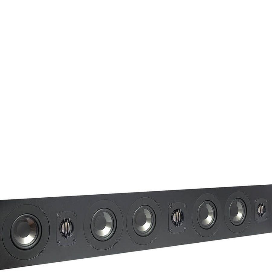 Soundbar below a wall-mounted TV