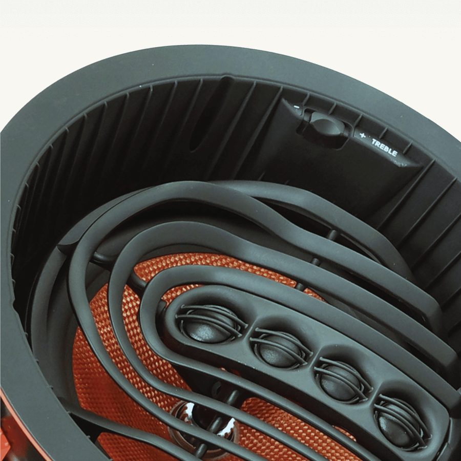 Speaker with an angled woofer and tweeter module