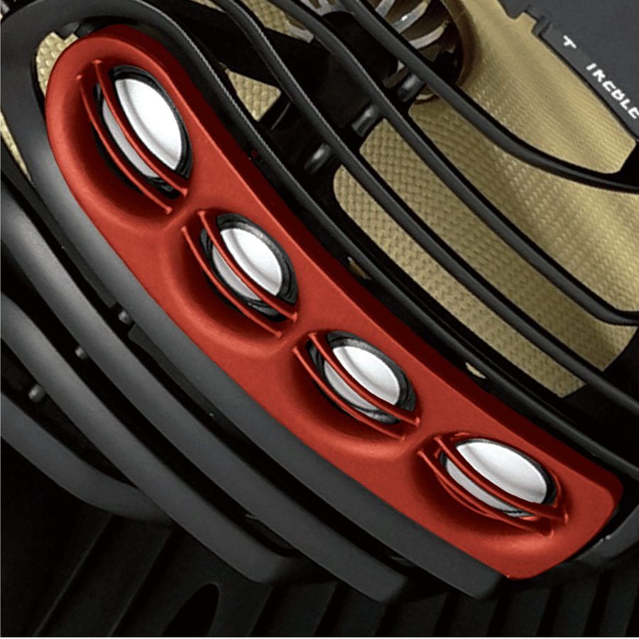 Close-up of a speaker's tweeter array