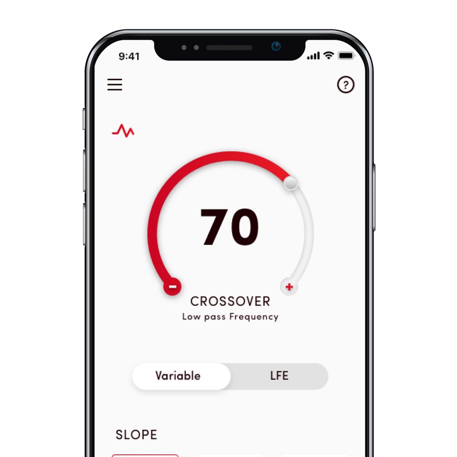 Phone showing the Sub Station subwoofer setup app