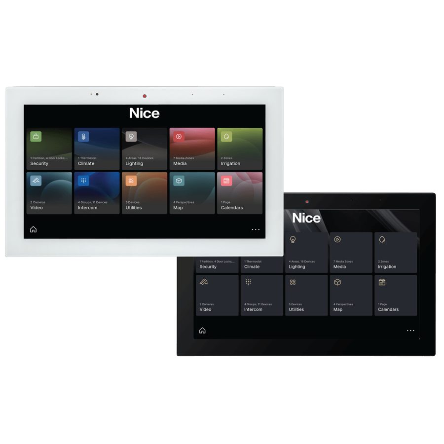ELAN Control screen showing graphic tiles for the main menu