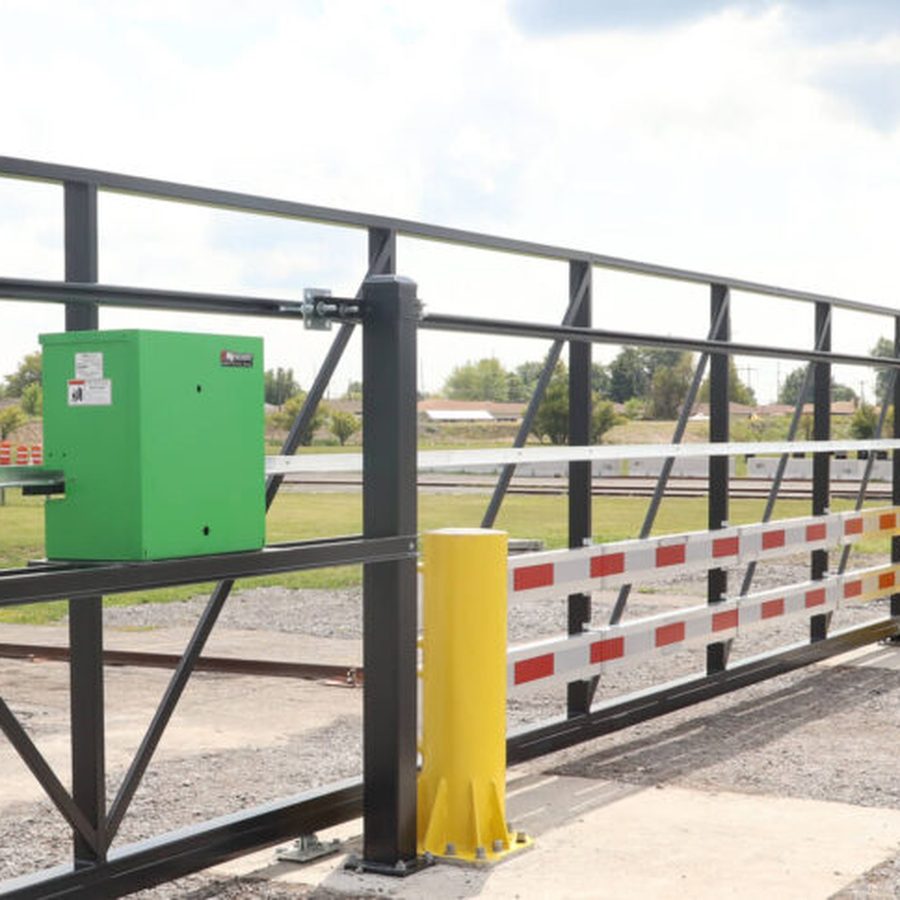 A StrongSlide crash-rated slide gate on a secure perimeter