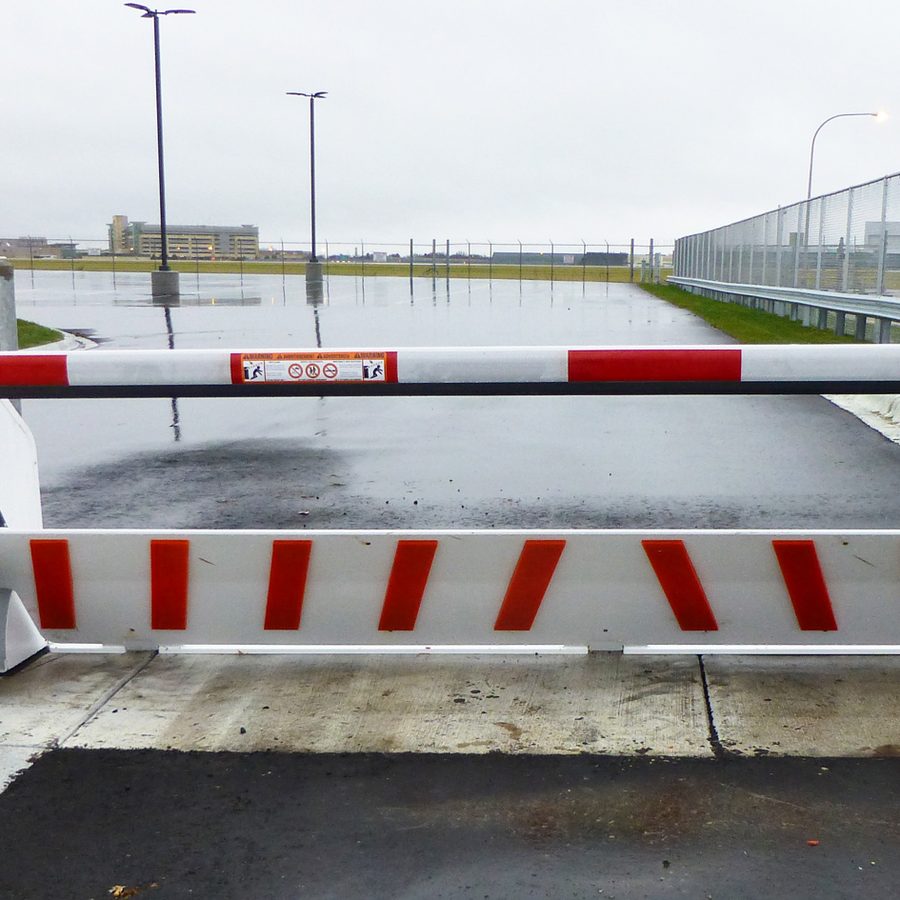A WedgeSmart dual barrier at a fleet yard entrance