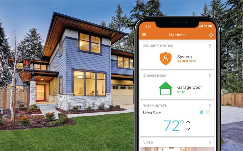 A home at night with its security system armed