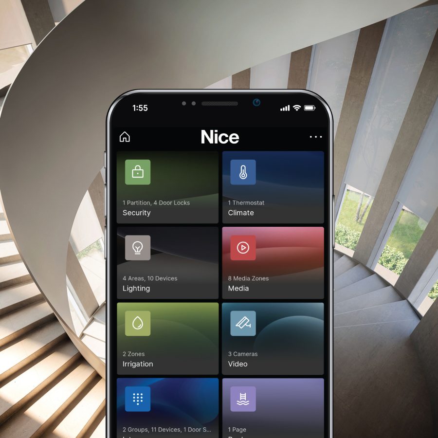 A phone app controlling motorized shades in a living space