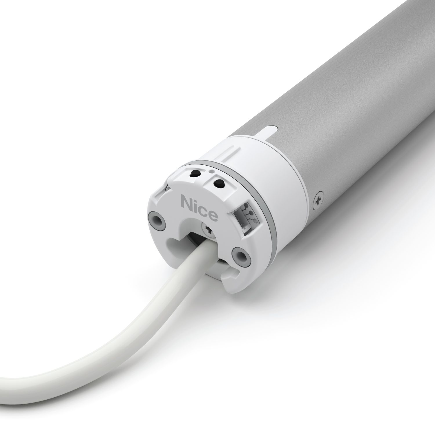 Close-up of a shade motor inside a roller tube